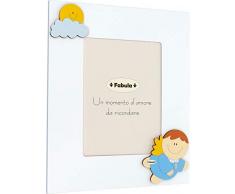 Fabula Cadre de Table laquÃ© avec Applications en Bois Naturel Â« Nice Angels Boy Â» pour Photo 13 x 18 cm Vertical, Multicolore, 13 x 18 cm