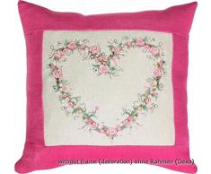 Lucas-S Oreiller en Forme de cÅur Rose Kit de Broderie au Point de Croix
