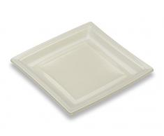 GUILLIN - QUADRIPACK AC185IV CARTON DE 400 Assiette CarrÃ©e RÃ©utilisable, Plastique, Ivoire, 18,4 x 18,4 x 1,8 cm