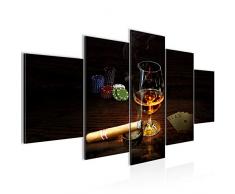 Tableau decoration murale Poker Cognac 200 x 100 cm - XXL Impression sur Toile Salon Appartment 5 Parties - prêt à accrocher - 502251a