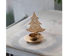 Stylla London fabriqué à la Main Photophore Arbre de Noël en métal, Bois, Argent, 14.24 x 14.24 x 30.48 cm