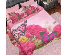 PETTI Artigiani Italiani - Parure de Lit, Lit (120x200), Drap de Lit, Linge de Lit, Papillons Roses, Tissu 100% Satin Frais, 100% Made in Italy