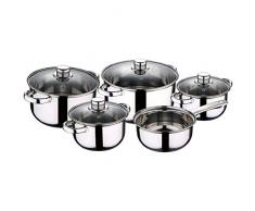 Wellberg Q3169 Batterie de cuisine 9 piÃ¨ces 1 casserole + 4 casseroles Ã14 Ã16 Ã20 et Ã22 avec couvercle, acier inoxydable