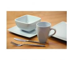 Premier Housewares 0721534 Verbier Service de Table de 16 Pièces Grès Peinte à la Main Bleu Clair