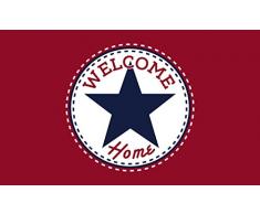 GIFTCOMPANYITALY OGGETTI IDEE DESIGN Gift Company Paillasson Welcome Star Home, Coco, Rouge foncé, 75 x 2 x 45 cm
