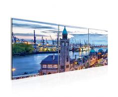 Tableau decoration murale Ville de Hambourg 120 x 40 cm - XXL Impression sur Toile Salon Appartment 3 Parties - prÃªt Ã accrocher - 603033a