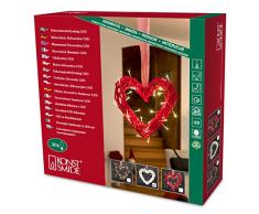 Konstsmide 6217-200 Eclairage de Silhouette Coeur 30 LEDs 24 V Blanc/Blanc Chaud Câble Transparent/Ruban Blanc/Rouge