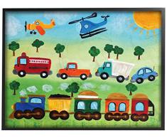 Stupell Industries la Chambre denfant Planes, Trains, et Automobiles surdimensionnÃ© encadrÃ©e giclÃ©e Art texturÃ©, Bois, Multicolore, 16Â x 1.5Â x 20Â cm
