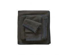 Marc OPolo Timeless Tone Stripe Gants et carrÃ©s de Toilette, Eponge Coton tissÃ© Teint (550 GR/mÂ²), Marine/Earth Brown, 16 cm x 22 cm