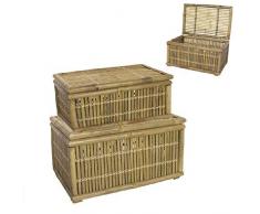 Dcasa Lot de 2 coffres de Rangement en Bambou pour décoration de Festival, Articles pour la Maison, Couleur Unique