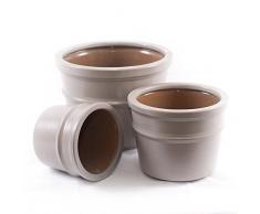 Pot de Fleurs Rond Gris DM30 H 23 Set (3 pièces)