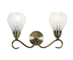 Rowan Oaks Lighting Lampe murale finition laiton Antique avec abat-jours en verre Transparent satiné