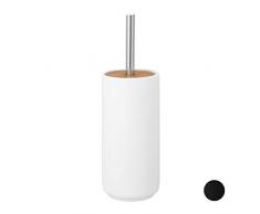 Relaxdays Porte cÃ©ramique, WC Verticale, tÃªte de la Brosse Changeable, 33,5 x 10 cm, Rond, Blanc, Plastique, Acier, 1