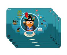 Venilia Set de table pirate, 45 x 30 cm, 4 pcs, antidÃ©rapant rÃ©siste Ã la chaleur et fait, PolypropylÃ¨ne, 59113
