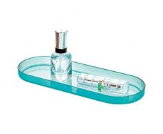 iDesign 29074EU, bac Plat en Plastique pour cosmÃ©tiques, Bijoux ou Crayons, Rangement pour clÃ©s Ovale pour lentrÃ©e, Le Bureau, etc, Bleu, 22, 5 cm x 8, 1 cm x 1, 6 cm