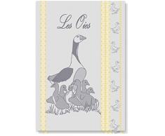 Lot de 2 torchons Jacquard tissés Teint 50x70 cm 100% Coton de qualité supérieure Les Oies