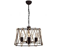 Homemania 1364-72-03 Suspension Fune, Lustre, Pendant, LumiÃ¨re, Brun en mÃ©tal, Corde, 40 x 40 x 72 cm