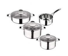MasterPro PK1683 Set de 4 piÃ¨ces + 3 couvercles en verre, casseroles et casseroles Gravity-Acier inoxydable Compatible induction