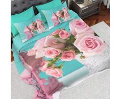 PETTI Artigiani Italiani - Parure de Lit, Lit (120x200), Drap de Lit, Linge de Lit, Minable Rose, Tissu 100% Satin Frais, 100% Made in Italy