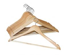 Bürstenmann 1622 Lot de 8 Cintres galbé incliné, Bois, Beige, 9,8 x 44,5 x 23 cm