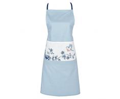 Clayre & Eef EBI41 Tablier de Cuisine 100% Coton Motif Oiseau Bleu 70 x 85 cm