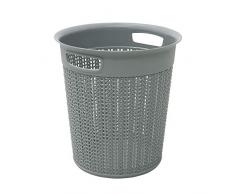 JVL Knit Design Loop Poubelle Ronde en Plastique 12 l Gris 30 x 29 cm Taille Unique