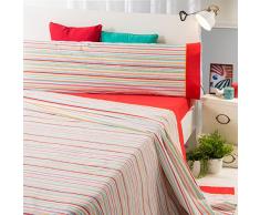 Sancarlos- Jeu de draps Riga, algodón-poliéster, Cama 90 cm Corail