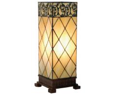Lumilamp 5LL-1139 Tiffany Lampe de table en filigrees Beige/naturel 18 x 45 cm 1 ampoule E27 max 40 W fabriquée à la main avec parasol en verre