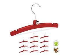 Relaxdays 10029432_47 Bois, Set 12, Cintre Motif Animaux, vêtements bébé Enfant Fille garçon, Rouge, Fer, Lot