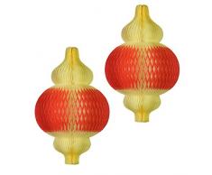 Papier Fantasies DÃ©coration Style nid dabeille Moderne, Forme, Corail, Jaune Clair/avec Lanterne Vient de Blanc Ã lintÃ©rieur, 2Â piÃ¨ces