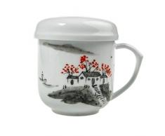 lachineuse Tasse à THà - Paysage Zen - Porcelaine Peinte à Main