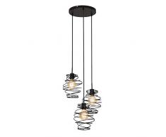 Briloner Leuchten 4870-035 3 Flammes, Lampe Suspension rÃ©tro/Vintage, Acier Noir, 3X E27, Max. 60 Watt, 425x1300mm (Ã©paisseur (E) xH)
