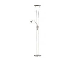 TRIO, Lampadaire, Arizona incl. 1 x LED,SMD,20,0 Watt,3000K,1650 Lm. incl. 1 x LED,SMD,5,0 Watt,3000K,460 Lm. Corps: metal, Nickel mat L:25,5cm, H:180,0cm, P:40,0cm IP20,Interrupteurs sÃ©parÃ©s,Variateur tactile