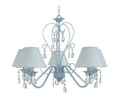 Tosel 20903 Lustre Pampilles Acier 60 W E14 Gris/Bleu CÃ©rusÃ©