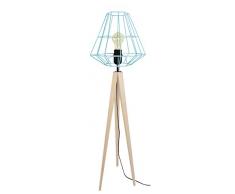 Tosel 51297 Lampadaire 1 Lumière, Bois, E27, 40 W, Blanc, 30 x 150 cm