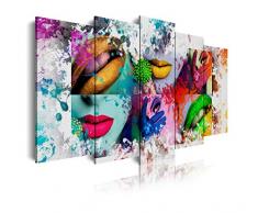 Dekoarte 442 - Tableau moderne sur toile monté sur cadre en bois 5 pièces , style Pop Art, 150x80cm