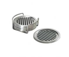 InterDesign 20540EU Lot de 4 Linea Dessous de Verre avec Support Acier BrossÃ© Inoxydable