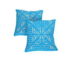 RAJRANG Ameublement Oreiller Coton Bleu Patch Work Housse de Coussin