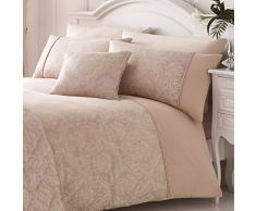 Serene Laurent Rideau en Jacquard damassé avec Bordure supérieure Unie et Corde, Rose, Parure de lit Double