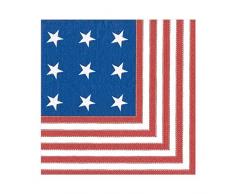Caspari Star Spangled Serviettes de Table en Papier, Lot de 20, Bleu
