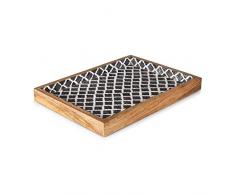 Penguin Home 3341 Tuile Bleue Impression en Bois Servant Petit Déjeuner Lit Plateau Vintage Rétro Cuisine Rangement