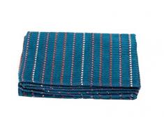 David Fussenegger Deco Plaid streifchen, Coton mÃ©langÃ©, Gentiane, 200Â x 130Â cm