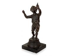 Arte Dal Mondo EP296 Enfant avec Petit Oiseau Sculpture Classique en Bronze patinÃ© avec Base en marbre, 22,5x8,5x8 cm