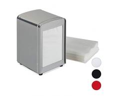Relaxdays 10025508_55, argent Distributeur table, Vintage RÃ©tro restaurant Support porte serviette HxlxP: 15x9,5x11 cm