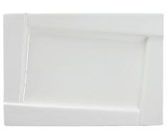 Dajar kubiko spiese Assiette Rectangulaire 25Â cm Ambition, Porcelaine, Blanc, 25Â x 18Â x 2,5Â cm