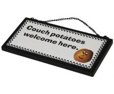 Heartwarmers Ãcriteau avec inscription Couch potatoes welcome here