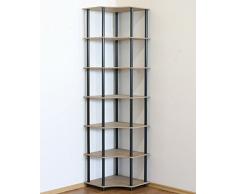Modo24 Étagère Tubulaire DEDAL-7W, étagère pour Bureau ou Cave, étagère dAngle, étagère à Livres, Noire, 7 étages