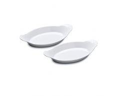 WM Bartleet & â¿Sons 1750 TSET144 Lot de 2 plats traditionnels en porcelaine ovale Gratin de cuisson et de cuisson Blanc 26 cm