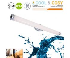 Briloner Leuchten 2248-118 Mural, luminaire LED pour Miroir, contrôle de la température de Couleur, graduable, Fonction mémoire, Interrupteur Inclus, IP44, 10W, 1.200 Lumen, Blanc, 10 W, Chrome-weiÃ