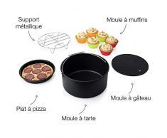 Princess 01.182012.01.001 Lot daccessoires pour friteuse Aerofryer 4.5 L + 5,2L, Comprenant 10 pièces, Noir
